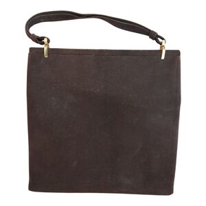 Elegant Brown Kid Suede Shoulder Bag